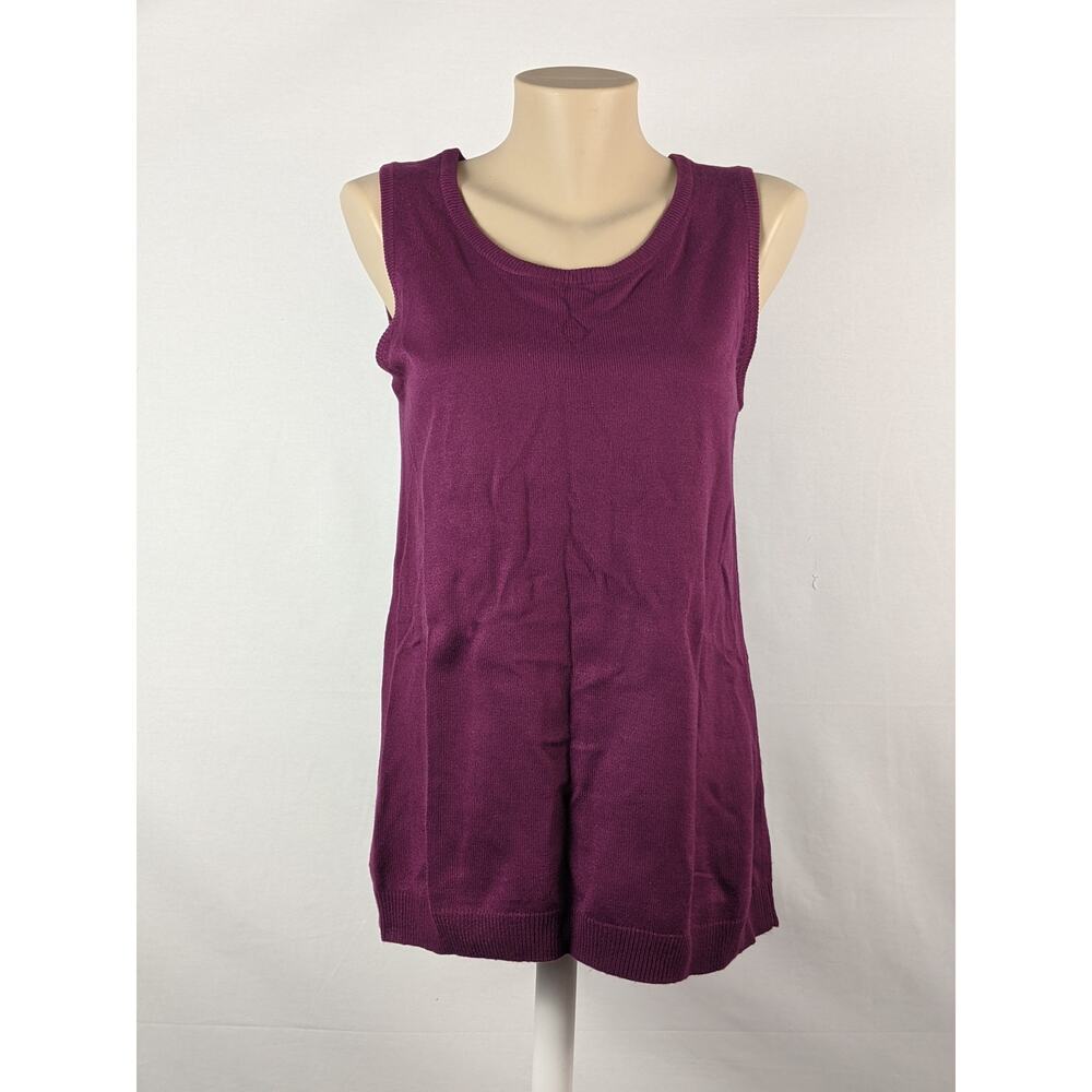 Susan Graver Small Purple Sweater Vest Crew Neck Sleeveless Knit Career Workwear